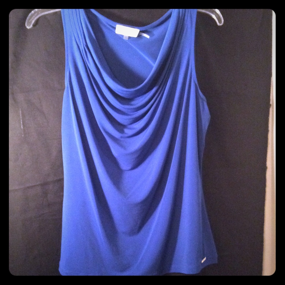 Calvin Klein blue scoop neck shell